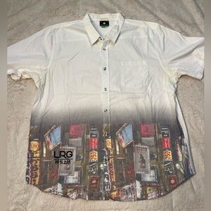 LRG Lifted Research Group Button-Down Short Sleeve T Shirt Mens XXL Japanese Y2K